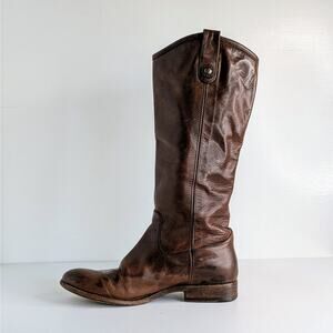 Frye Boots Melissa Button 77172 Womens 8.5 Brown Tall Knee High Leather Riding